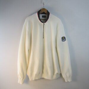 Holebrook Sweden Men XL Red White Blue Organic Cotton Zip Sweater Nantucket RISK